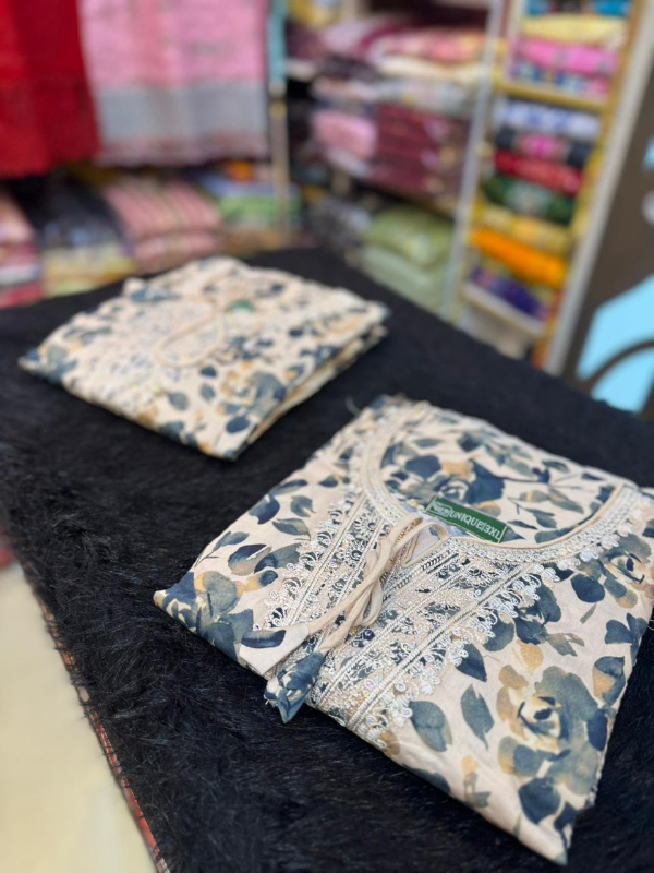 Pakistani Slub Cotton Printed Dress